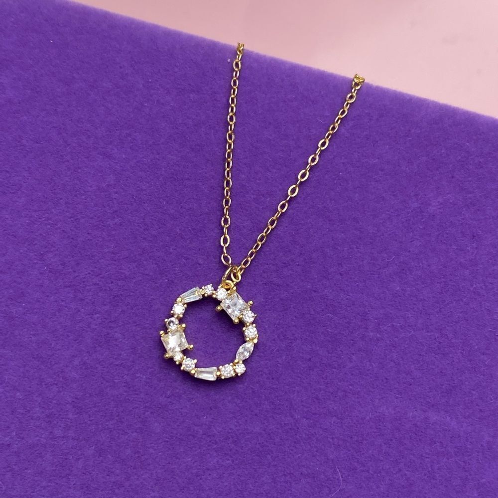 💛 14k Yellow Gold Over Sterling Silver Circle of Life Crystal Necklace